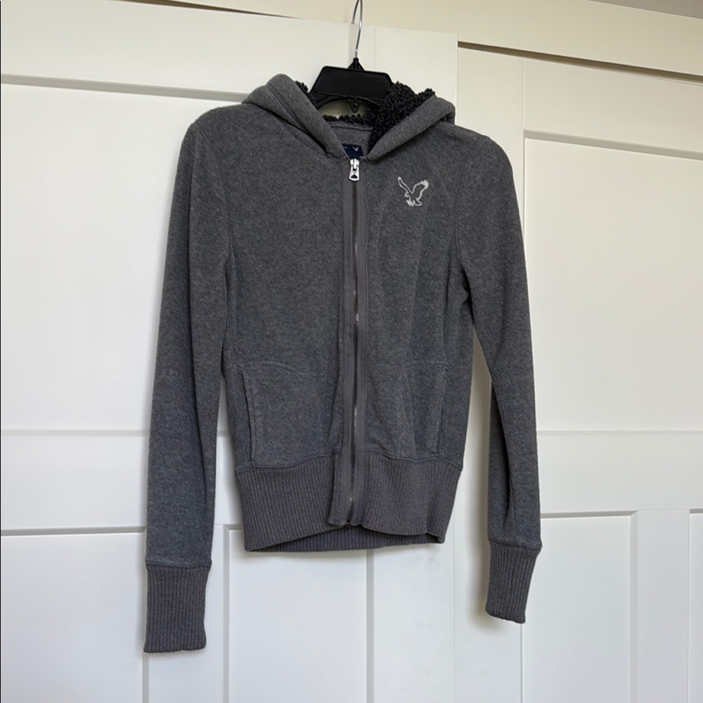 American Eagle Outfitters Charcoal Zip-Up Hoodie
